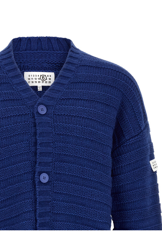 Кардиган из шерсти с эффектом потертости, синий MM6 MAISON MARGIELA SH0HP0005M13040483