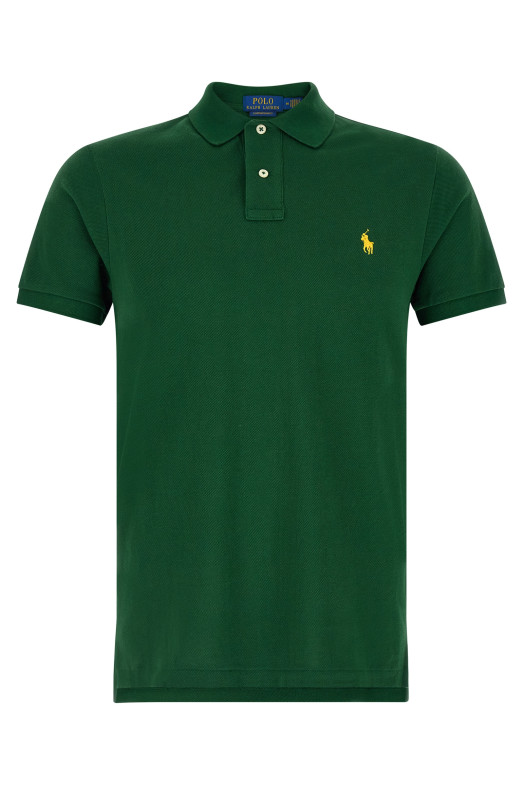 Поло с вышитым логотипом, зелёного цвета POLO RALPH LAUREN 710680784469