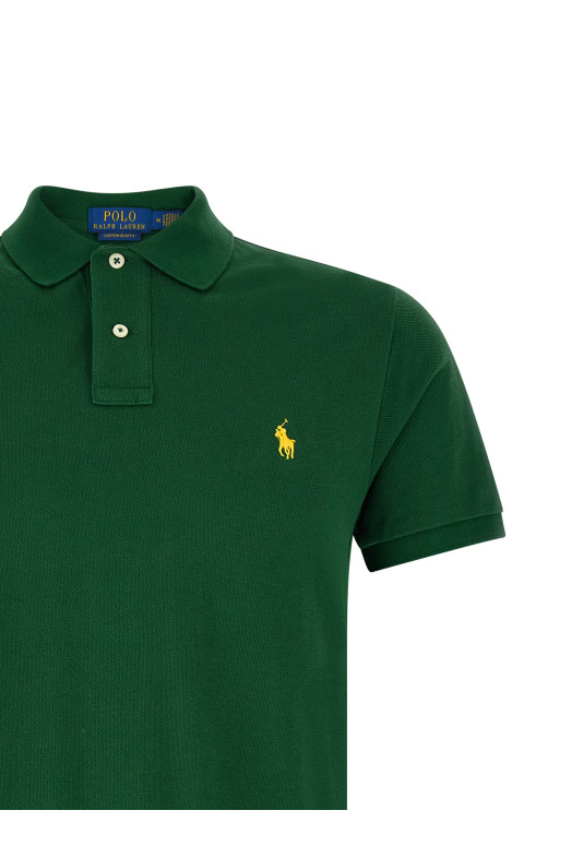 Поло с вышитым логотипом, зелёного цвета POLO RALPH LAUREN 710680784469