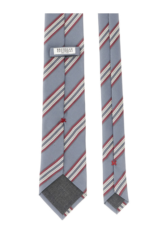 Галстук с узором в полоску, серый BRUNELLO CUCINELLI MR8370018C004