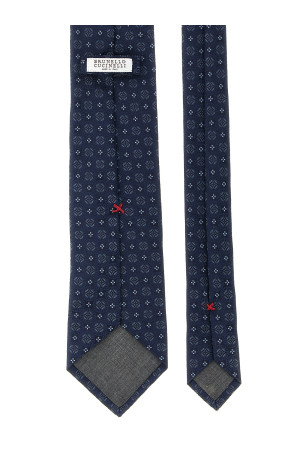 Галстук с геометрическим рисунком, синий BRUNELLO CUCINELLI MR8360018C004