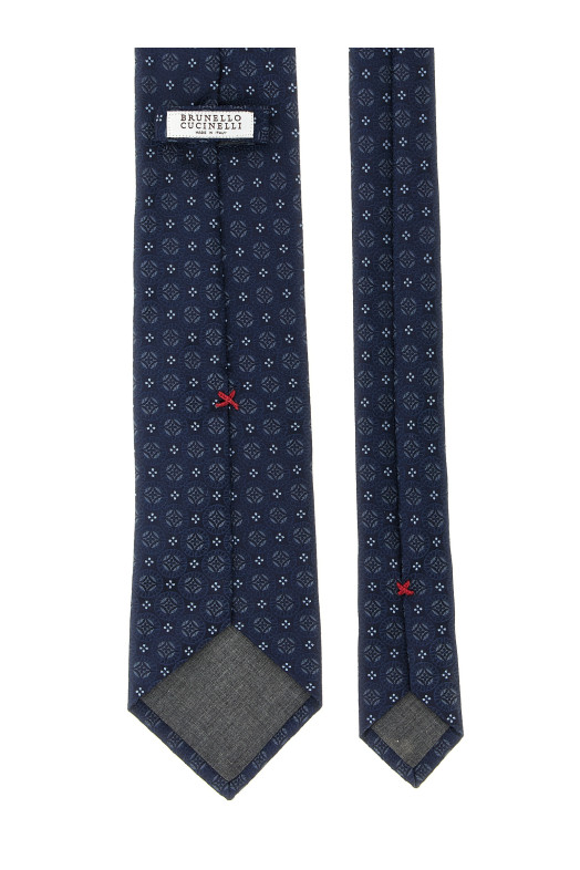 Галстук с геометрическим рисунком, синий BRUNELLO CUCINELLI MR8360018C004