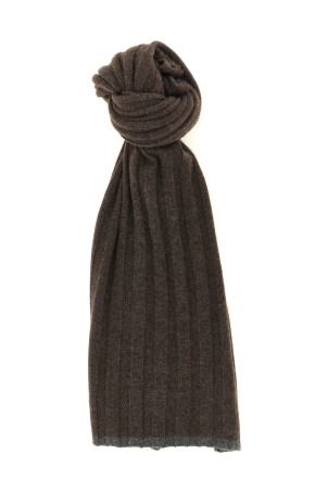 Ribbed cashmere knit scarf  Brown