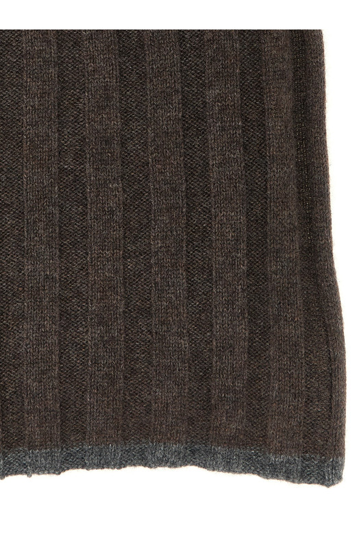 Ribbed cashmere knit scarf  Brown