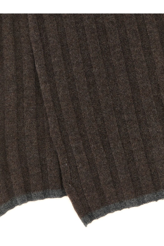 Ribbed cashmere knit scarf  Brown