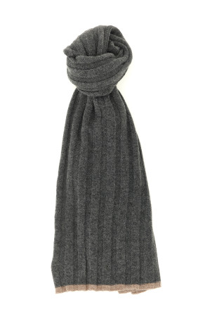 Ribbed cashmere knit scarf  Gray