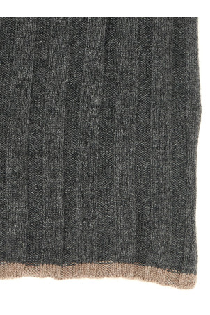 Ribbed cashmere knit scarf  Gray