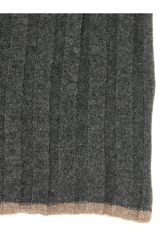 Ribbed cashmere knit scarf  Gray