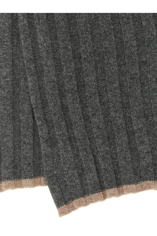Ribbed cashmere knit scarf  Gray