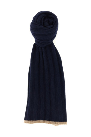 Ribbed cashmere knit scarf  Blue