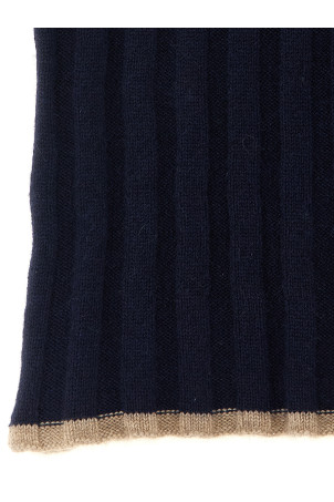 Ribbed cashmere knit scarf  Blue