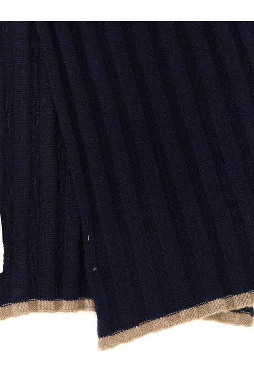 Ribbed cashmere knit scarf  Blue