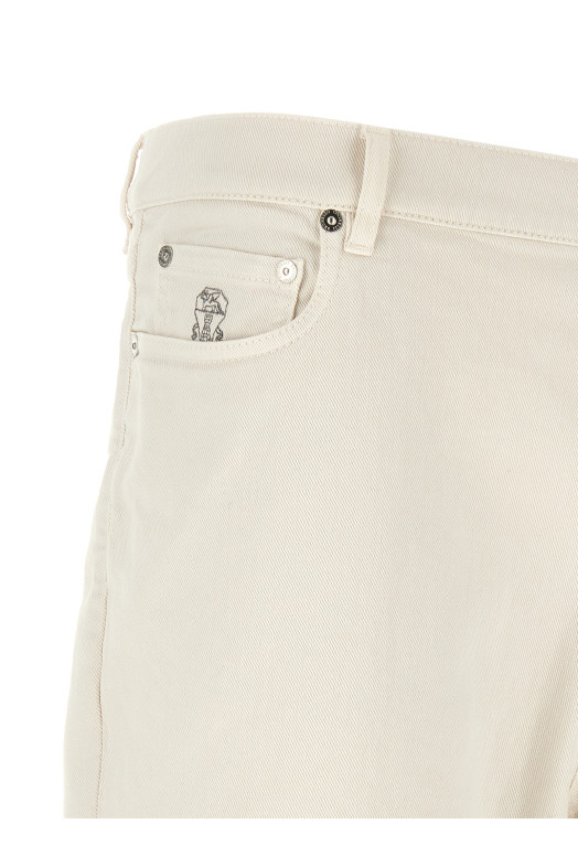 Garment-dyed denim jeans  White