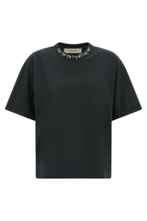 Футболка с круглым вырезом из кристаллов, черная GOLDEN GOOSE GWP01874P0018979045690456
