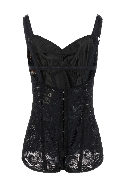 Боди-корсет из атласа и кружева, черный DOLCE & GABBANA F7AC8TGDCL9N0000