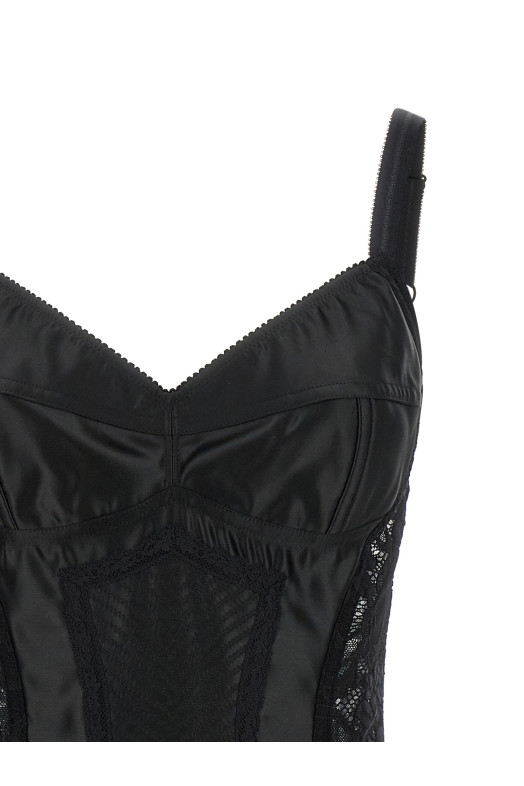 Боди-корсет из атласа и кружева, черный DOLCE & GABBANA F7AC8TGDCL9N0000