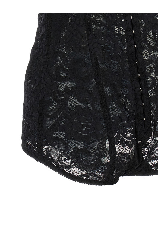 Боди-корсет из атласа и кружева, черный DOLCE & GABBANA F7AC8TGDCL9N0000