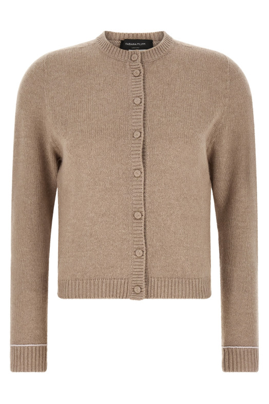 Covered buttons cardigan Beige