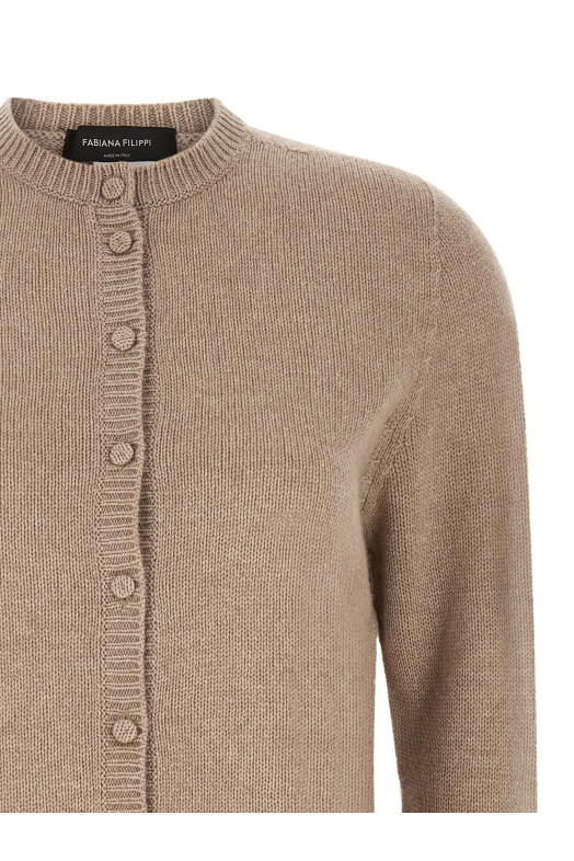 Covered buttons cardigan Beige