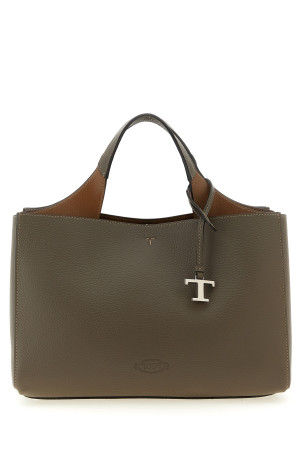 Small leather bucket bag Gray