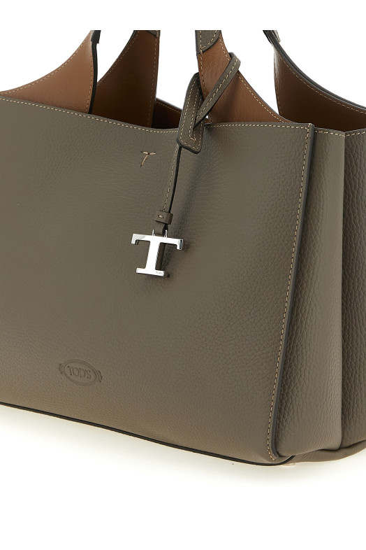 Small leather bucket bag Gray