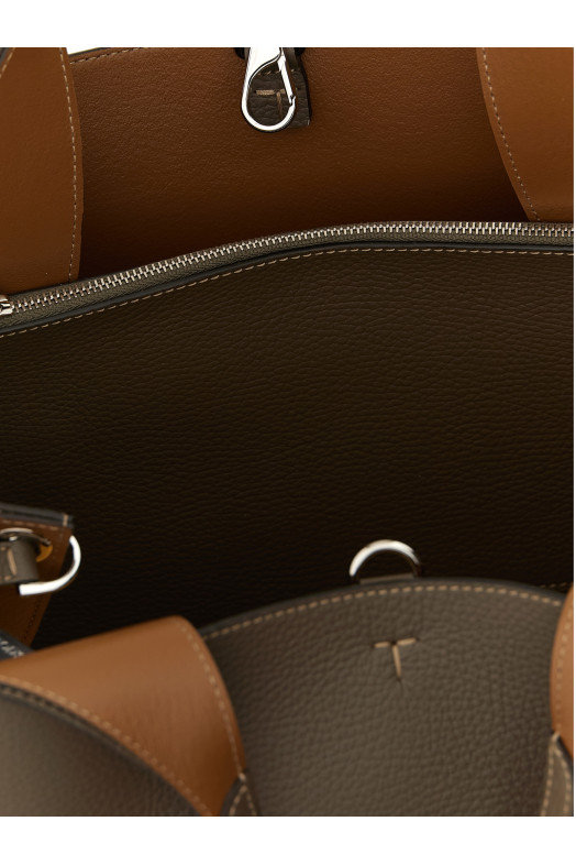 Small leather bucket bag Gray