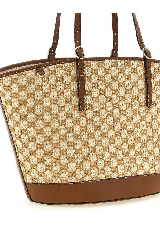 Большая тканевая сумка для покупок, коричневая GUCCI 856096FAFKK9343