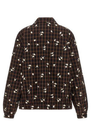 'Check Flower' bomber jacket Brown
