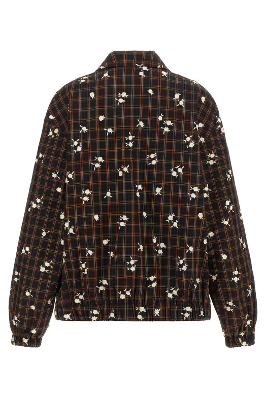 'Check Flower' bomber jacket Brown