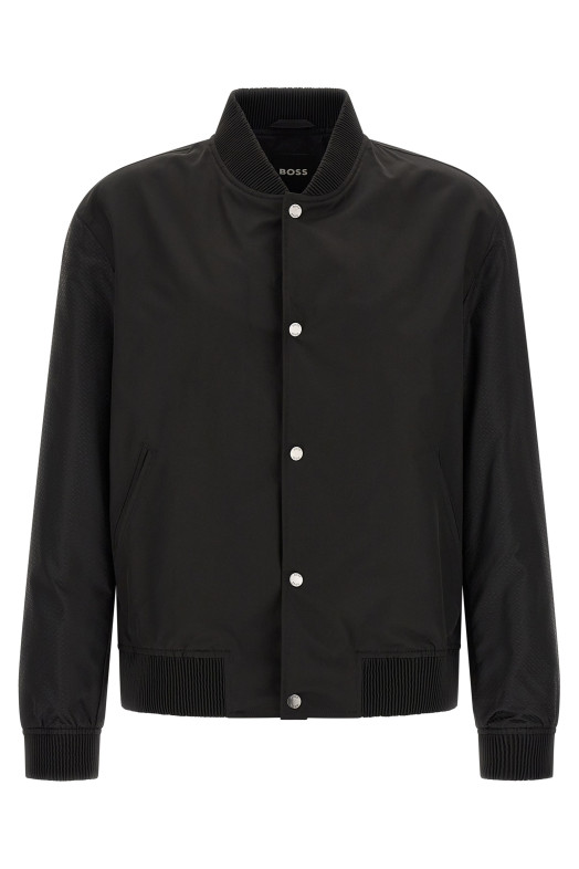 Monogram sleeve bomber jacket Black