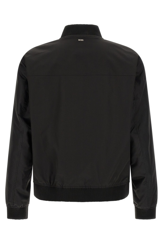 Monogram sleeve bomber jacket Black