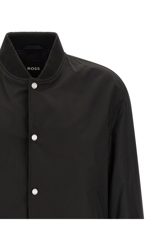 Monogram sleeve bomber jacket Black