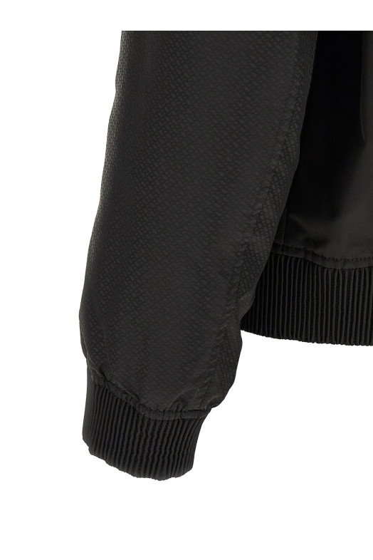 Monogram sleeve bomber jacket Black