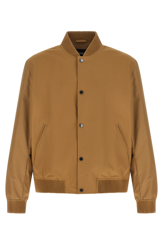 Monogram sleeve bomber jacket Beige