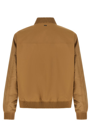 Monogram sleeve bomber jacket Beige
