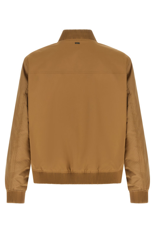 Monogram sleeve bomber jacket Beige