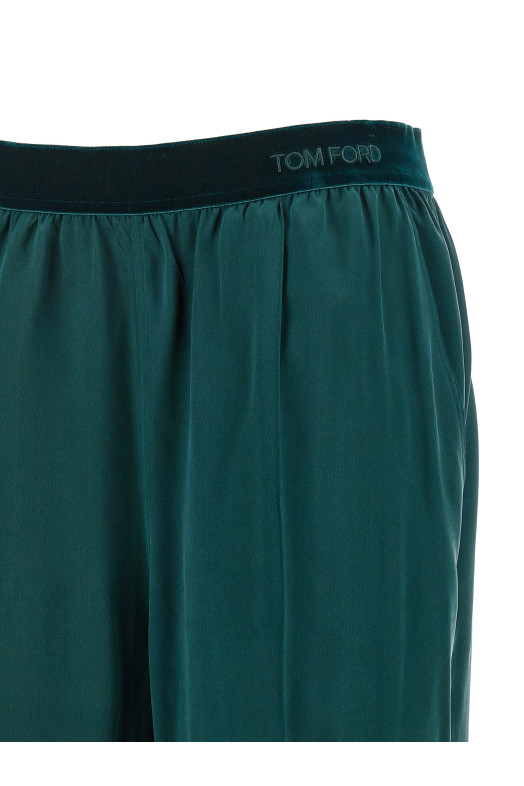 silk trousers Green