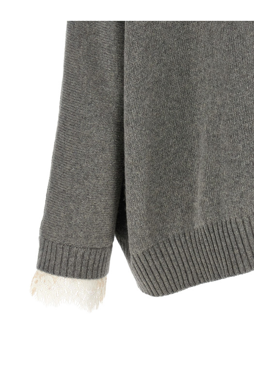 Central stitching sweater Gray