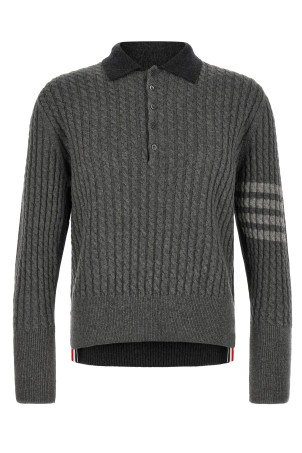 Футболка-поло «2-в-1» з ефектом «тромп-оіль», сіра THOM BROWNE MKP166AY1018982