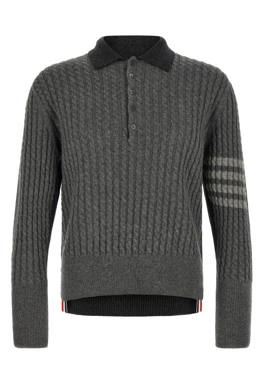 Футболка-поло «2-в-1» з ефектом «тромп-оіль», сіра THOM BROWNE MKP166AY1018982