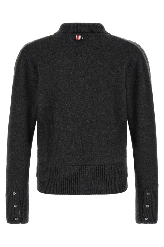 Футболка-поло «2-в-1» з ефектом «тромп-оіль», сіра THOM BROWNE MKP166AY1018982