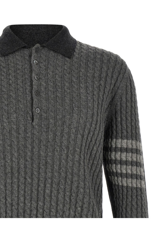 Футболка-поло «2-в-1» з ефектом «тромп-оіль», сіра THOM BROWNE MKP166AY1018982