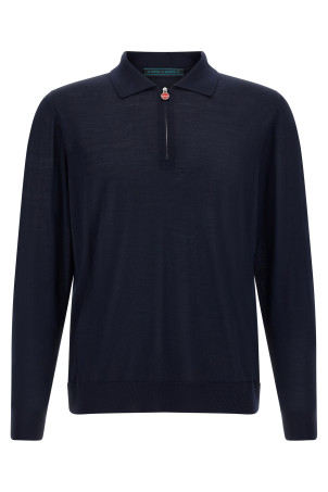 Wool polo shirt 14 microns Blue
