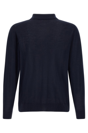 Wool polo shirt 14 microns Blue