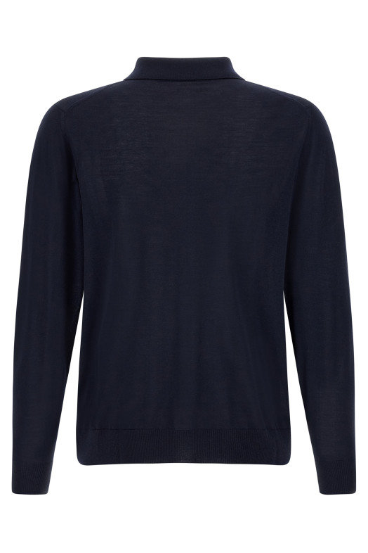 Wool polo shirt 14 microns Blue