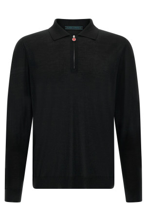 Wool polo shirt 14 microns Black