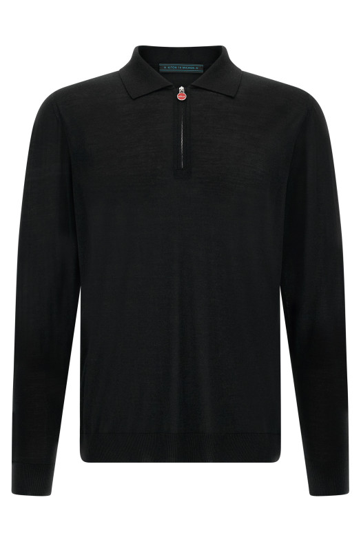 Wool polo shirt 14 microns Black