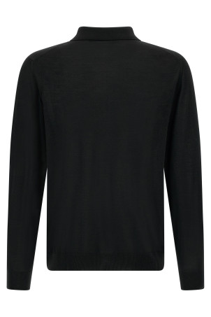 Wool polo shirt 14 microns Black