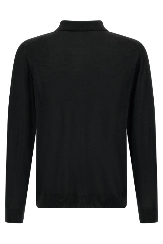Wool polo shirt 14 microns Black