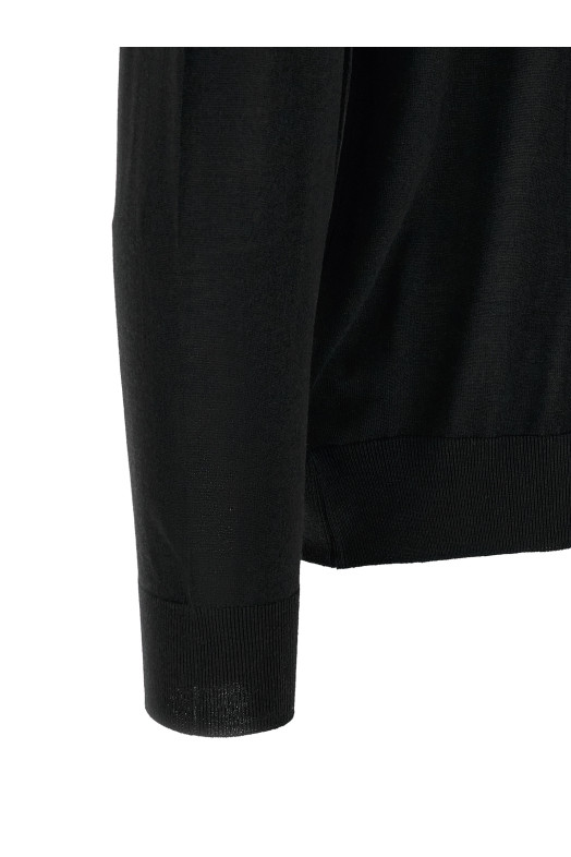 Wool polo shirt 14 microns Black